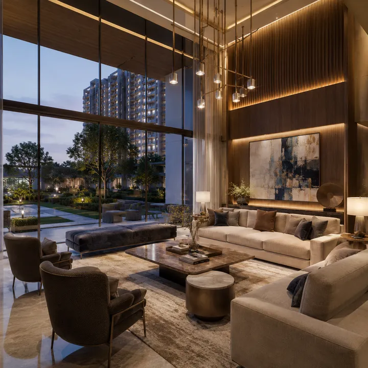Interior living room reference image for Purva Jigani premium lifestyle styling