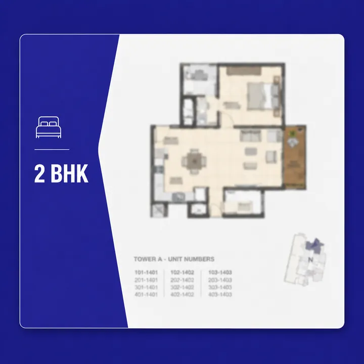 2/3 BHK Apartment floor plan reference at Purva Jigani - 2,000 sq ft