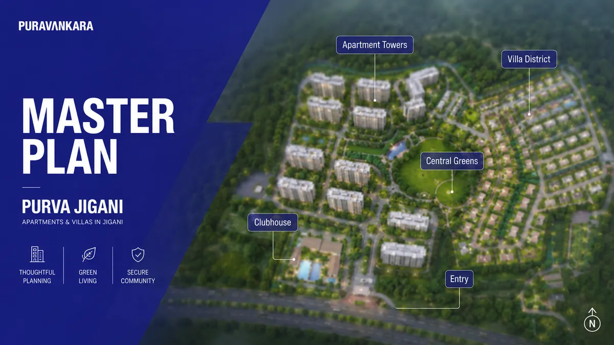 Site master plan reference for Purva Jigani - single tower with two wings on 3 acres
